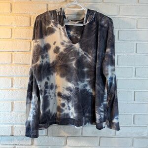 Long-sleeved Tie-Dyed Top, Stretchy, Size  L GUC